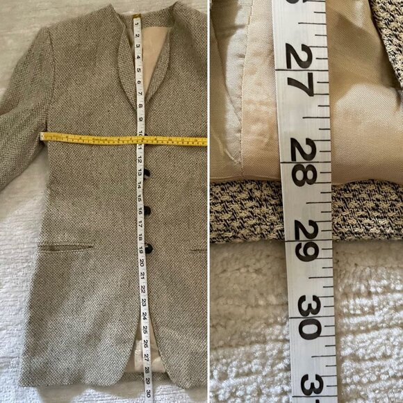Vintage Linen Blend Womens Tweed Blazer Sz 2 Y2K Unique 4 Button Detail - Picture 7 of 10